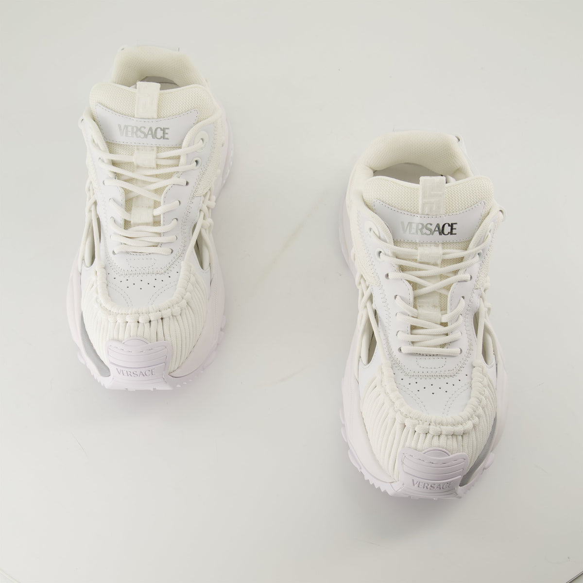 White Cutout Chunky Sneakers