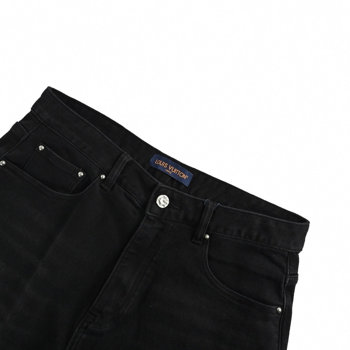 Black Slim-Fit Denim Jeans with Monogram Details