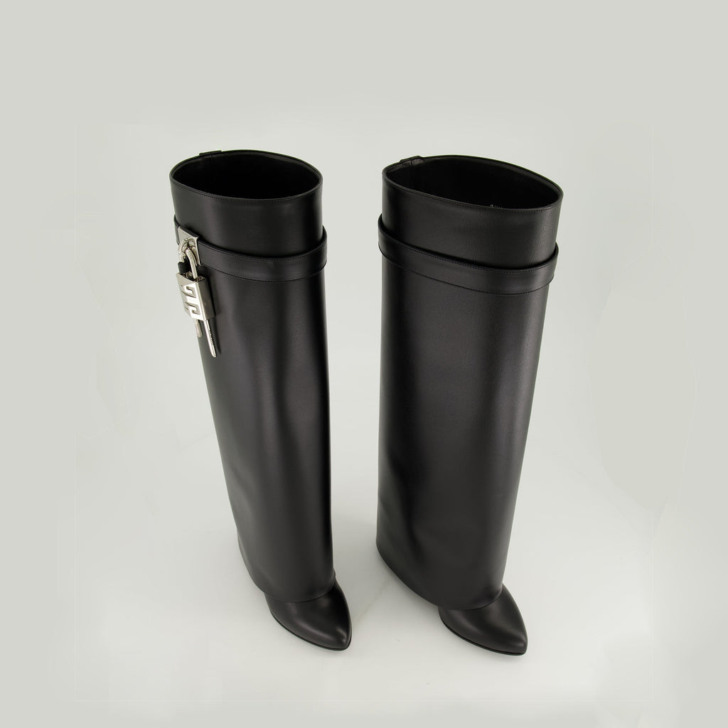 Shark Lock Knee-High Wedge Boots