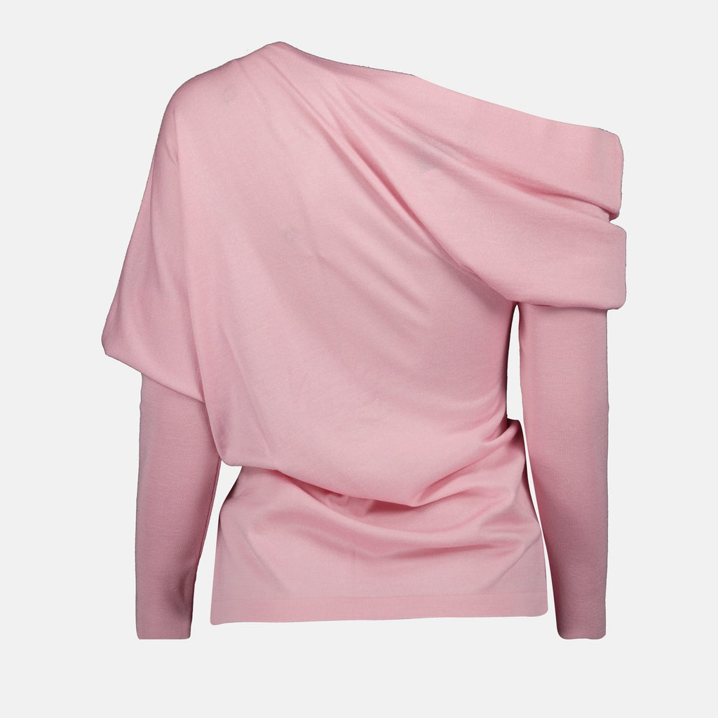 Draped Collar Wool Sweater
