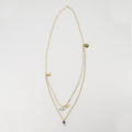 Layered Charm Chain Necklace with Gem Accent