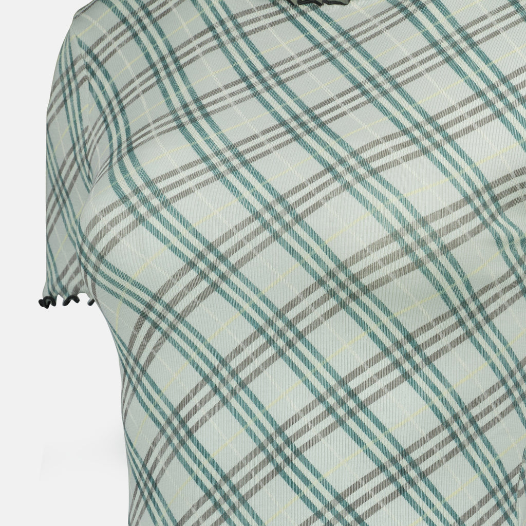 Check Print Mesh T-Shirt