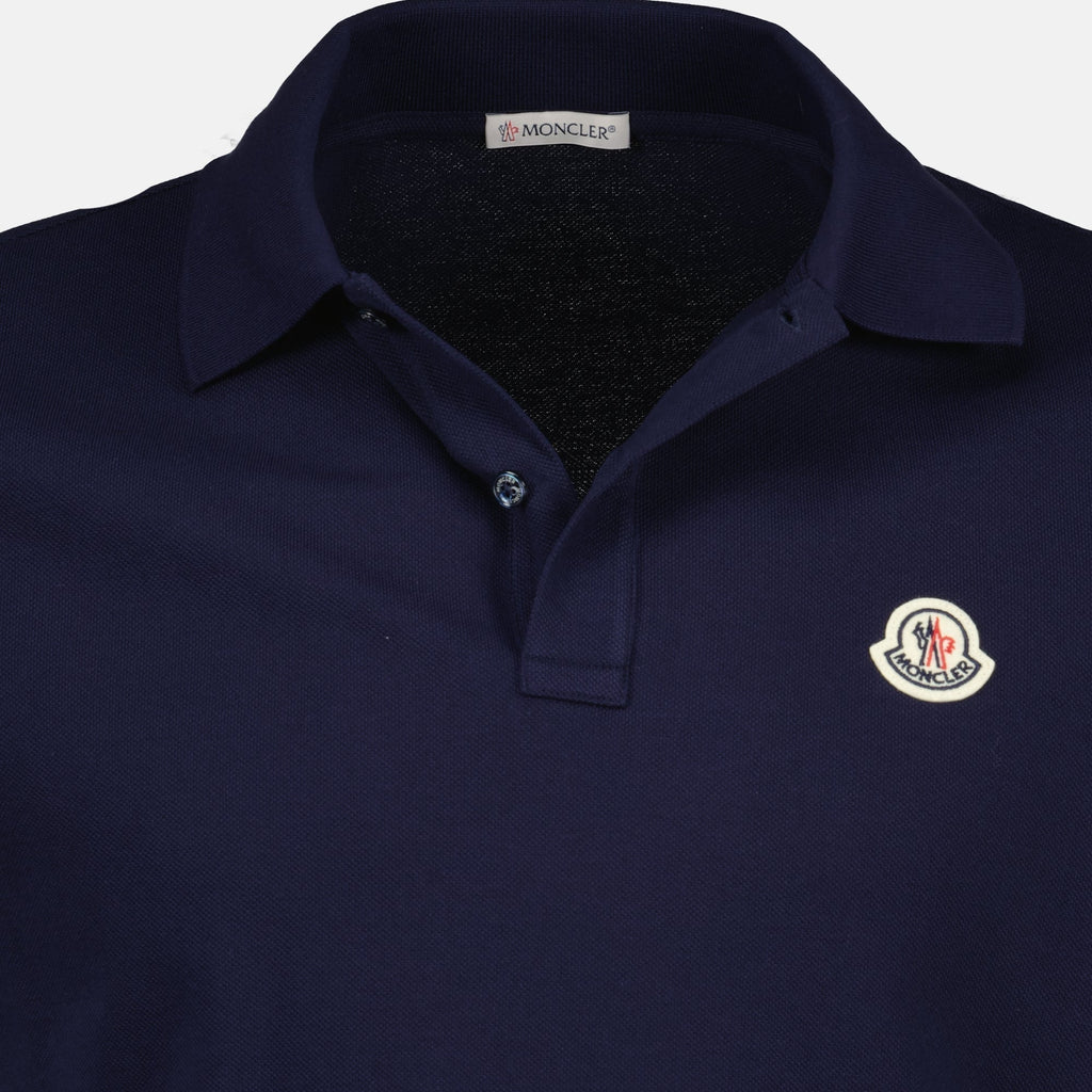 Navy Polo with Striped Sleeve Detail