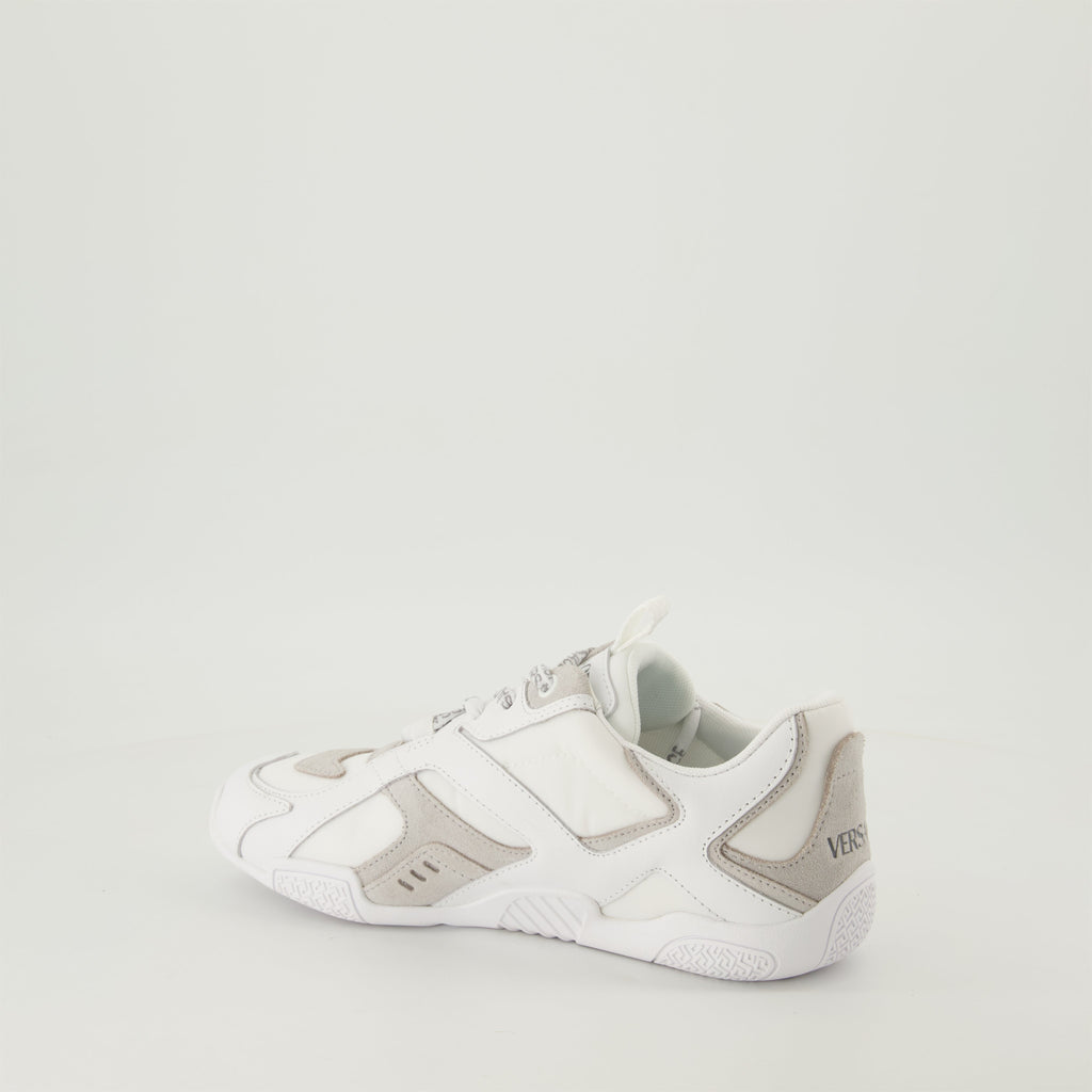 White and Beige Panel Sneakers