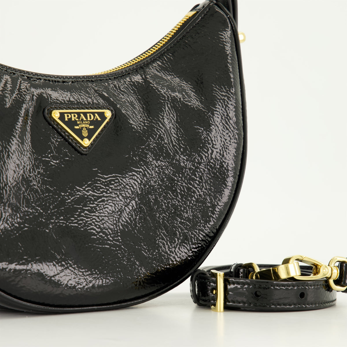 Patent Leather Shoulder Bag (Black)