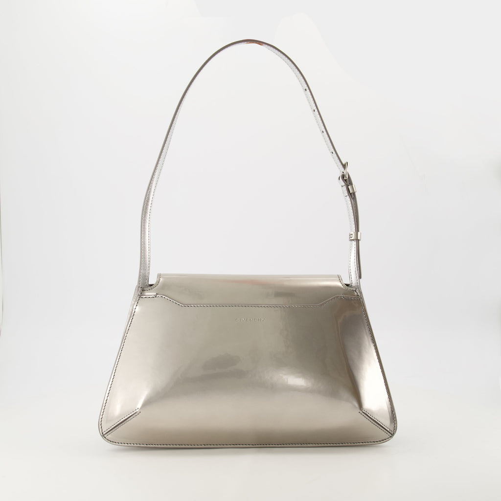 Metallic Silver Leather Shoulder Bag with 4G Logo