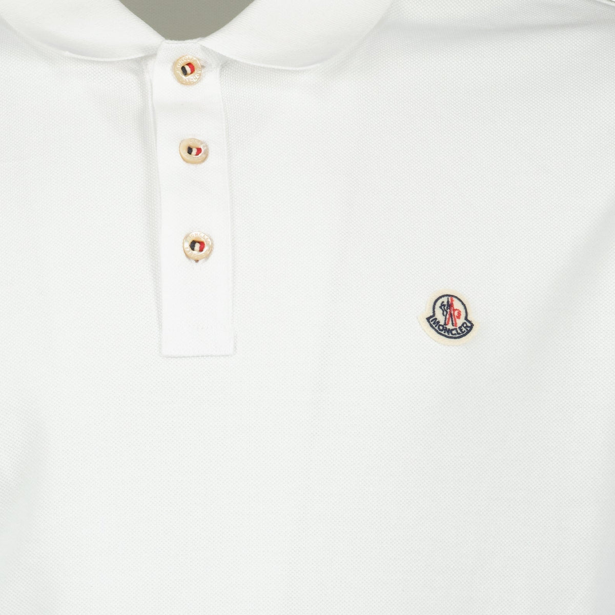 White Polo Shirt with Signature Button Detail