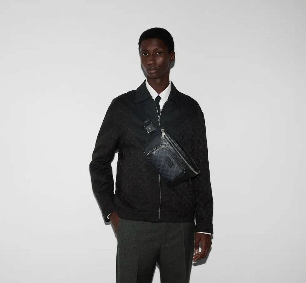Black Leather Belt Bag