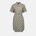 Short Sleeve Check Belted Shirt Dress – Light Beige