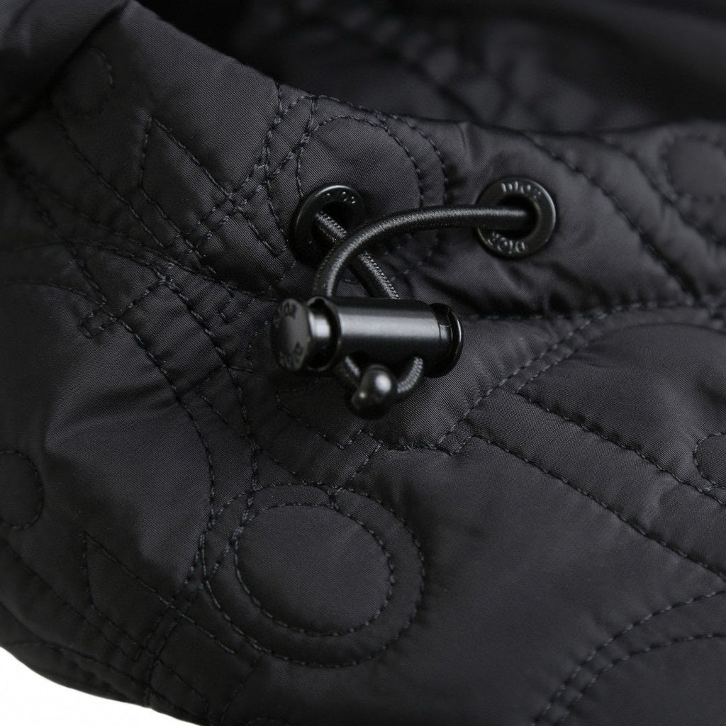 Black Quilted Wool Hooded Zip Jacket