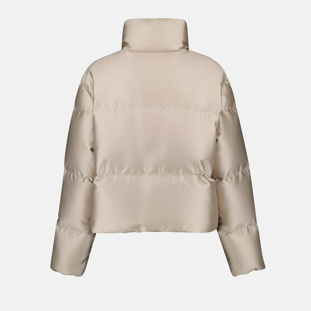 Beige High-Neck Puffer Jacket