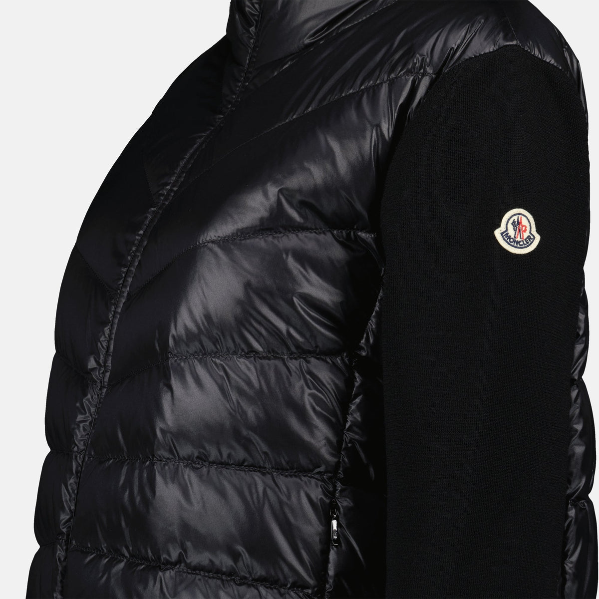 Quilted Knit-Sleeve Puffer Jacket
