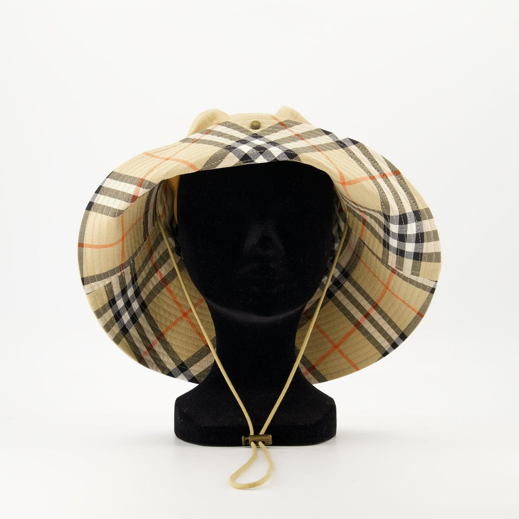 Vintage Check Wide-Brim Hat