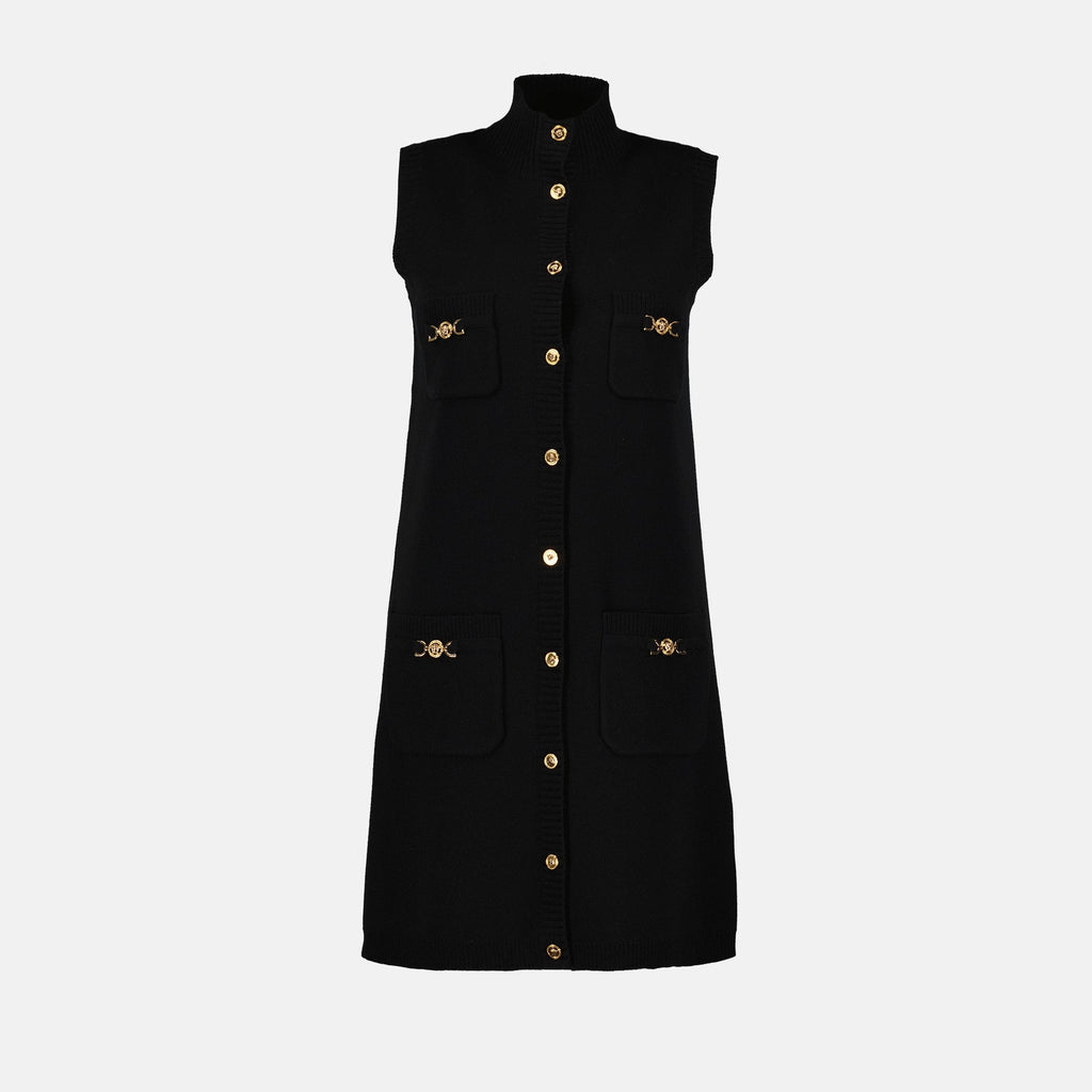 Medusa Button Knit Sleeveless Dress