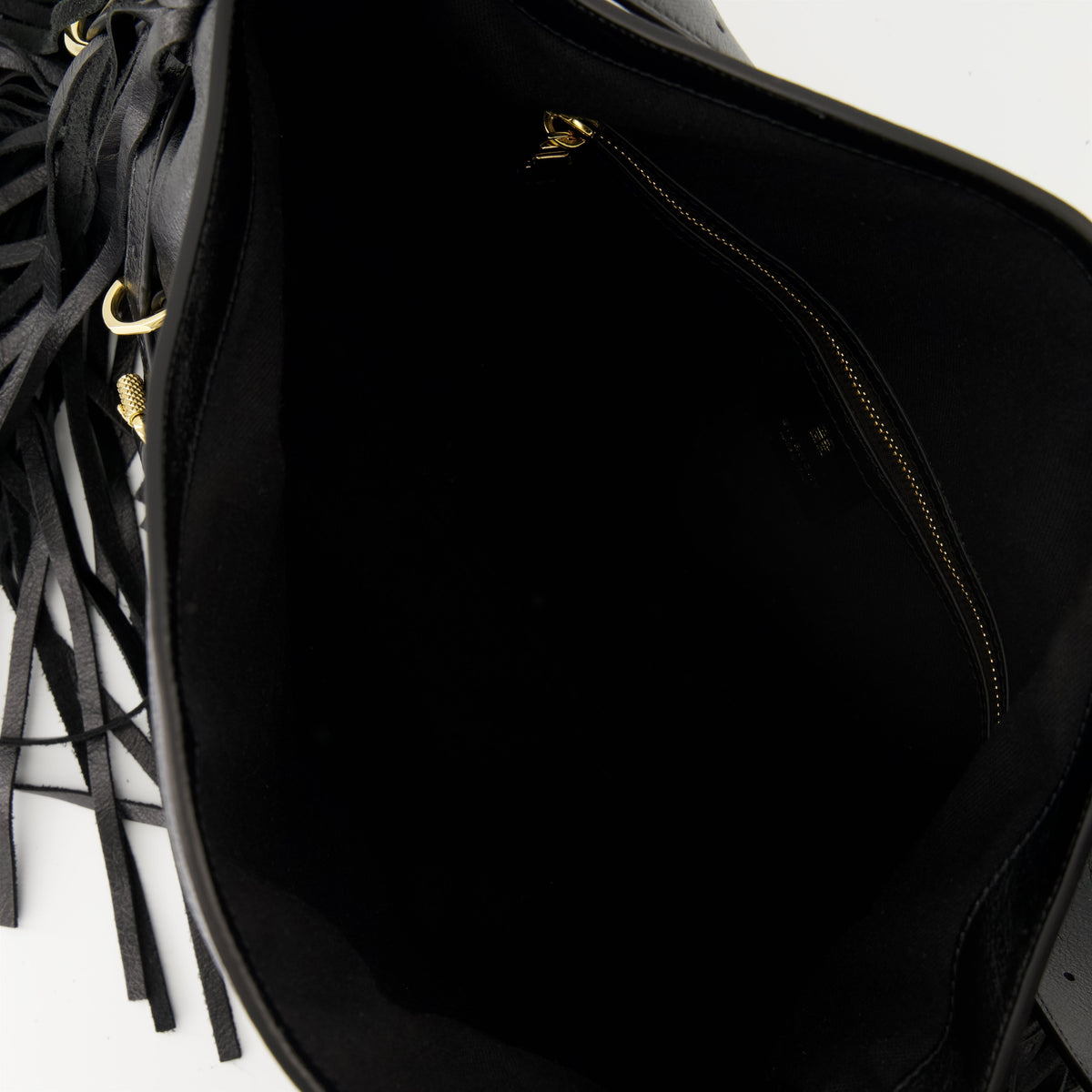 Black Leather Fringe Shoulder Bag