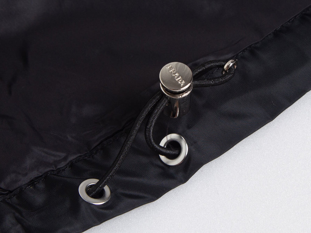 Men’s Black Nylon Hooded Zip Jacket