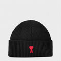 AMI Paris Men’s Alpaca Knitted Beanie in Black