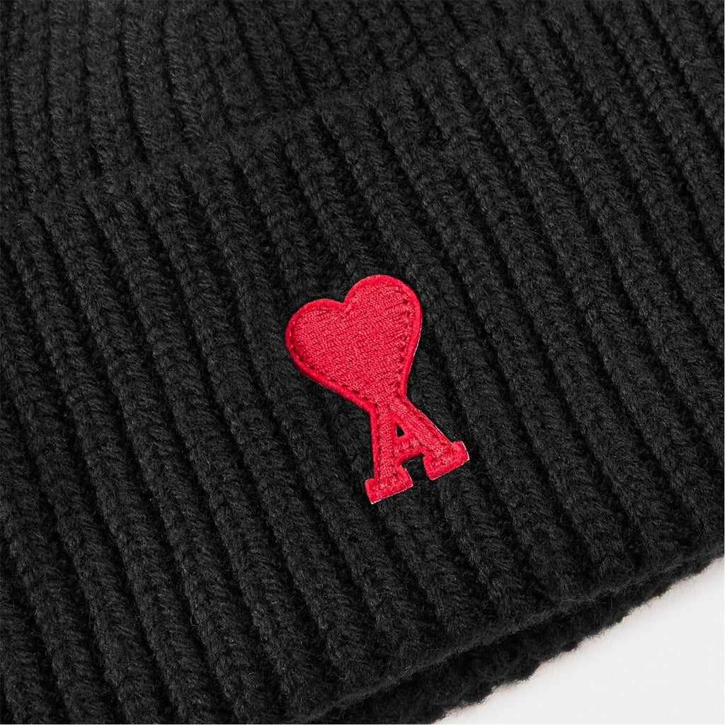 AMI Paris Men’s Alpaca Knitted Beanie in Black