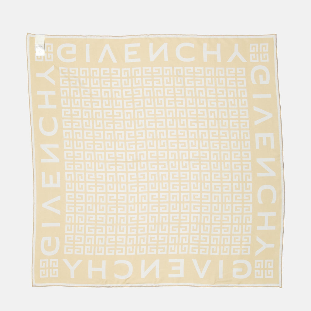 Monogram Border Scarf – Cream & White