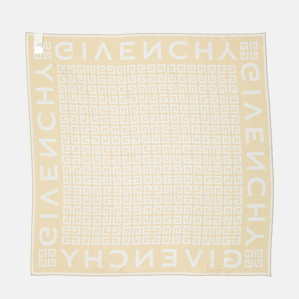 Monogram Border Scarf – Cream & White