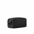 Monogram Embossed Leather Toiletry Pouch / Travel Case (All Black)
