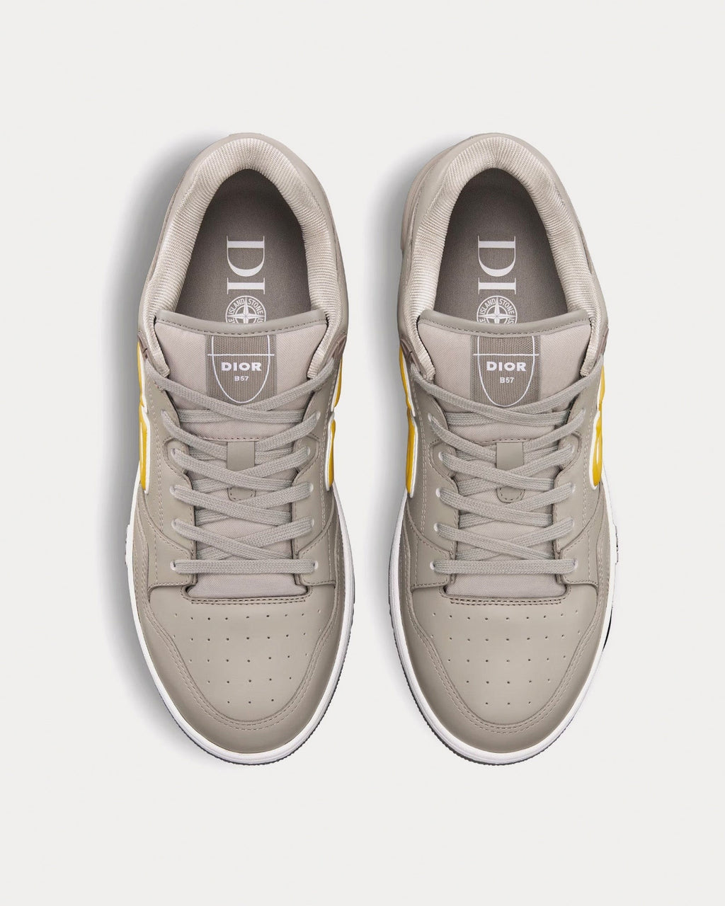 B57 Low-Top Sneakers in Taupe with Yellow CD Signature