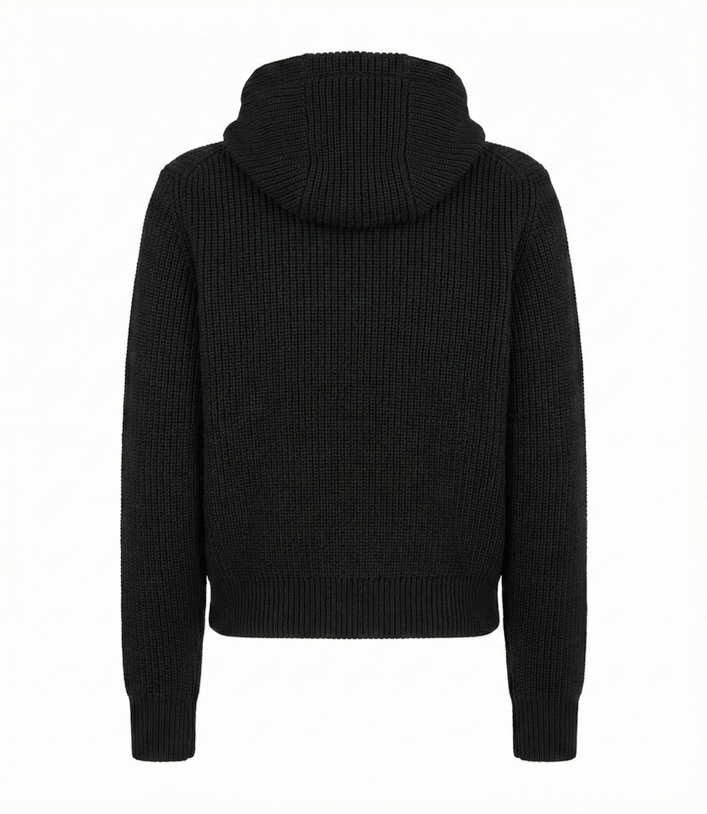 Ribbed Wool Zip Hoodie