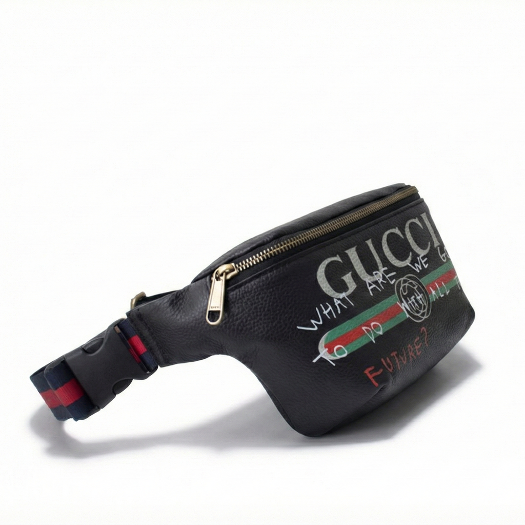 Logo Graffiti Leather Belt Bag