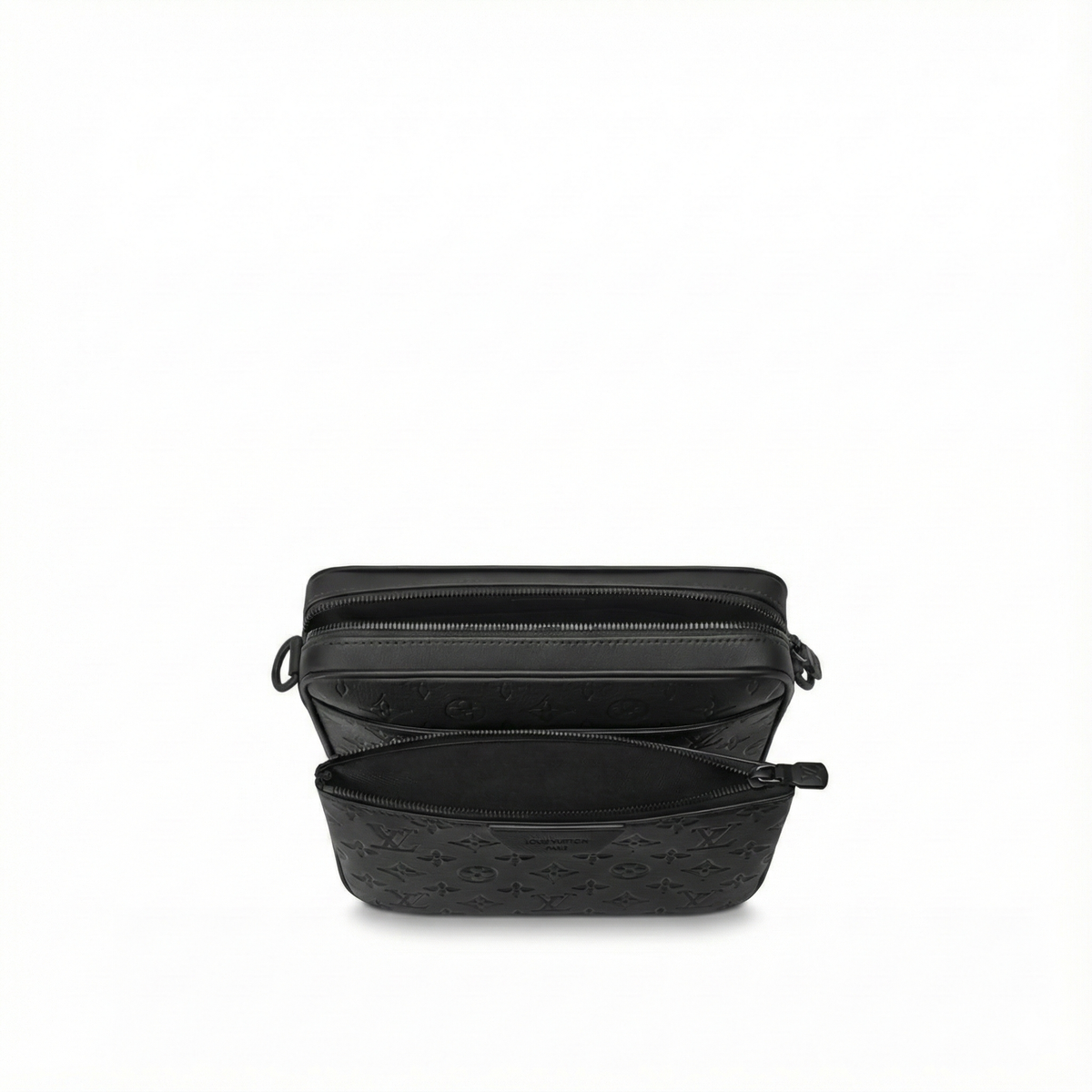 Monogram Embossed Leather Trio Messenger Bag(Black)
