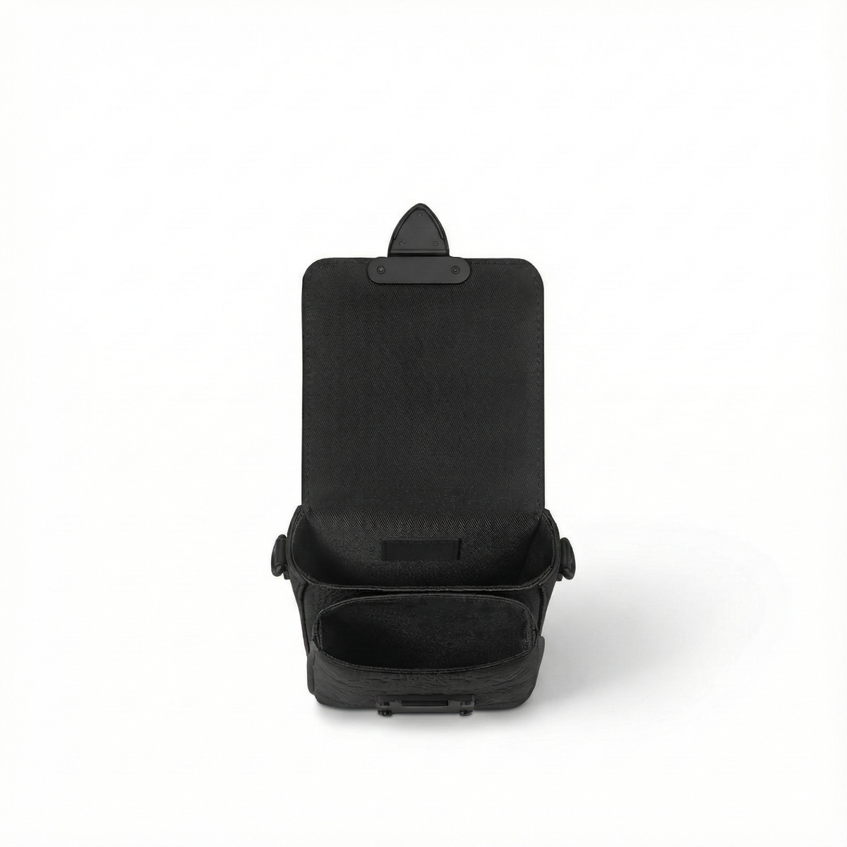 Monogram Embossed Leather Mini Utility Crossbody (All Black)