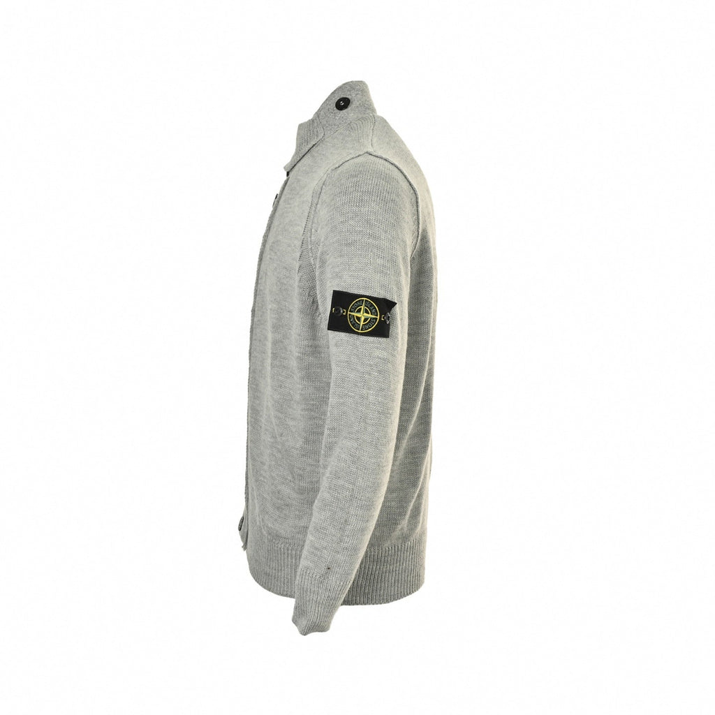 Buttoned Stand-Collar Knit Cardigan