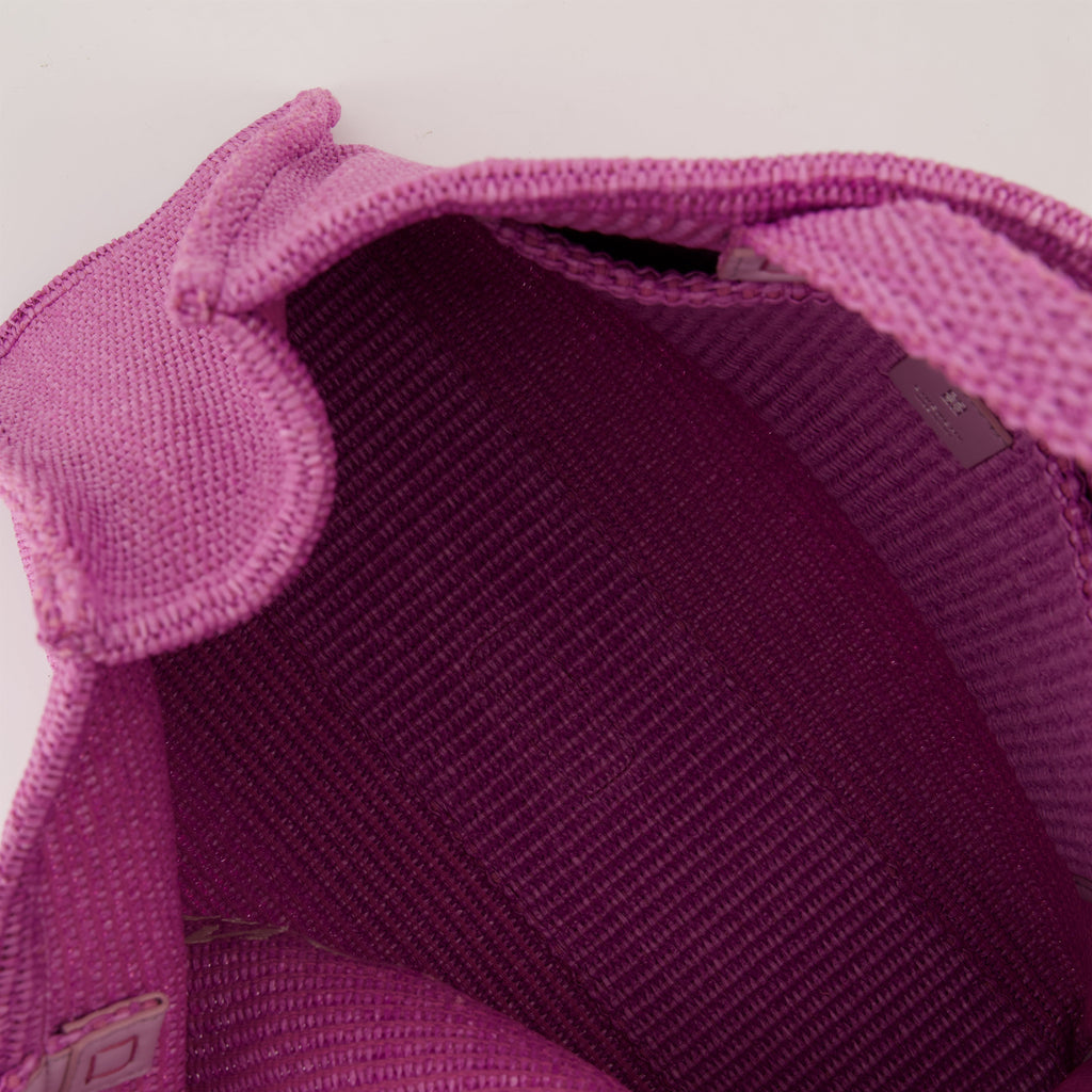 Pink Raffia Tote Bag with Logo