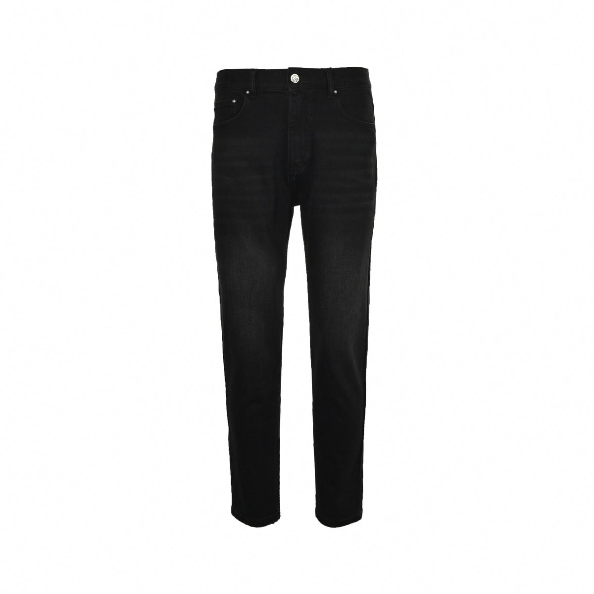 Black Slim-Fit Denim Jeans with Monogram Details