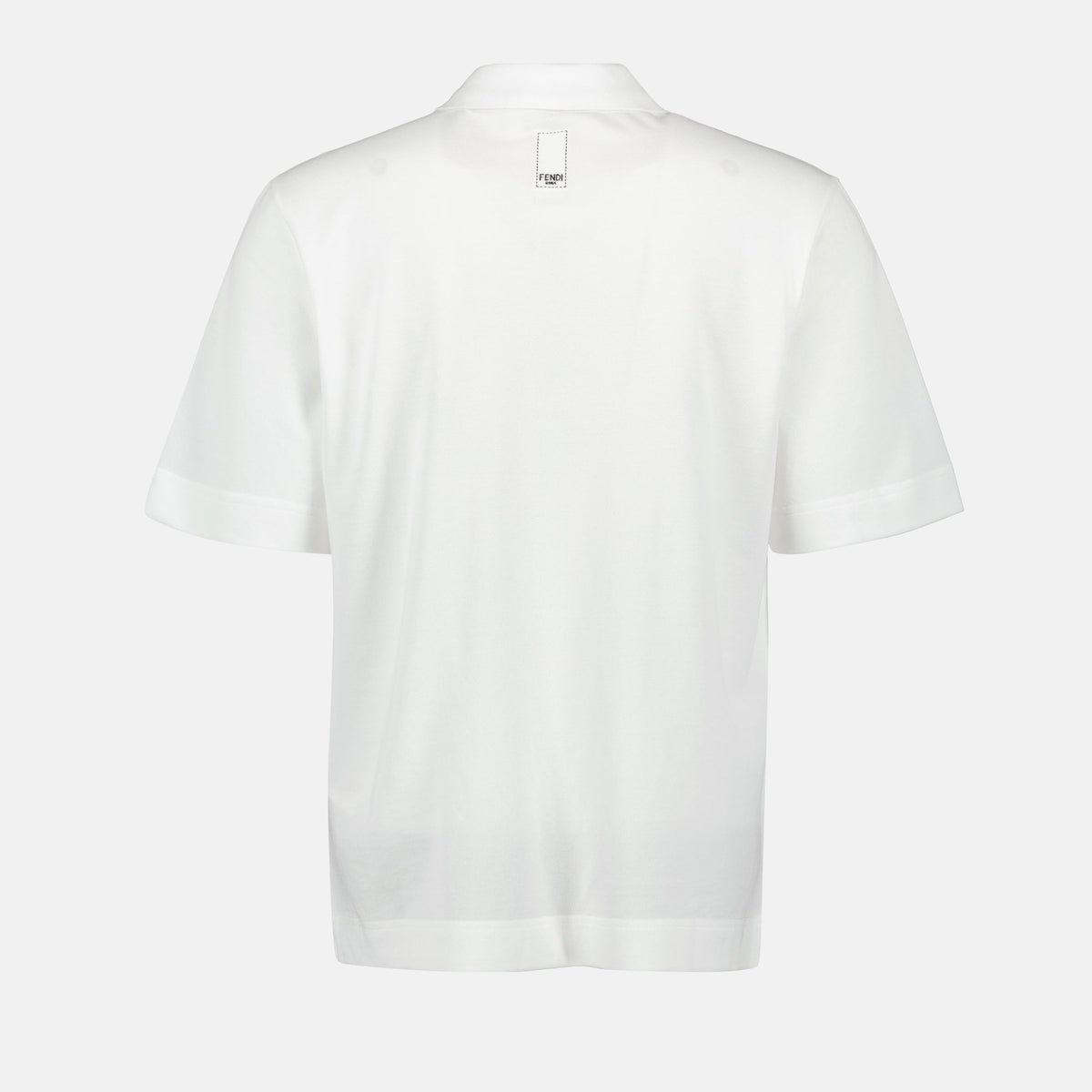 Fendi White Polo Shirt with Logo Patch Detail