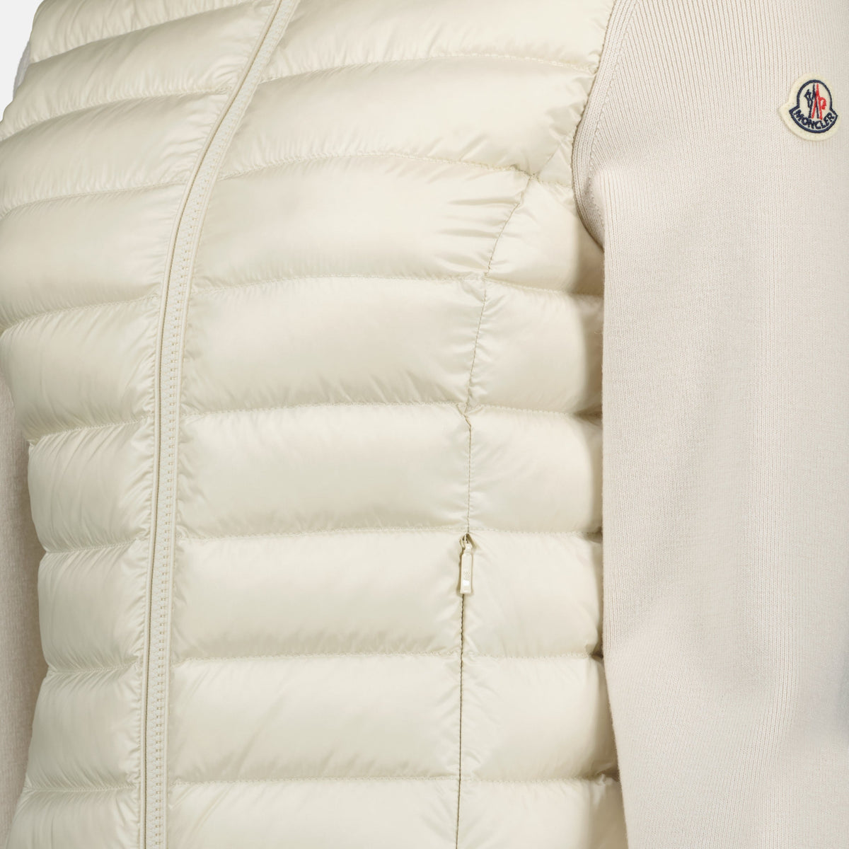 Cream Padded Knit Sleeve Jacket