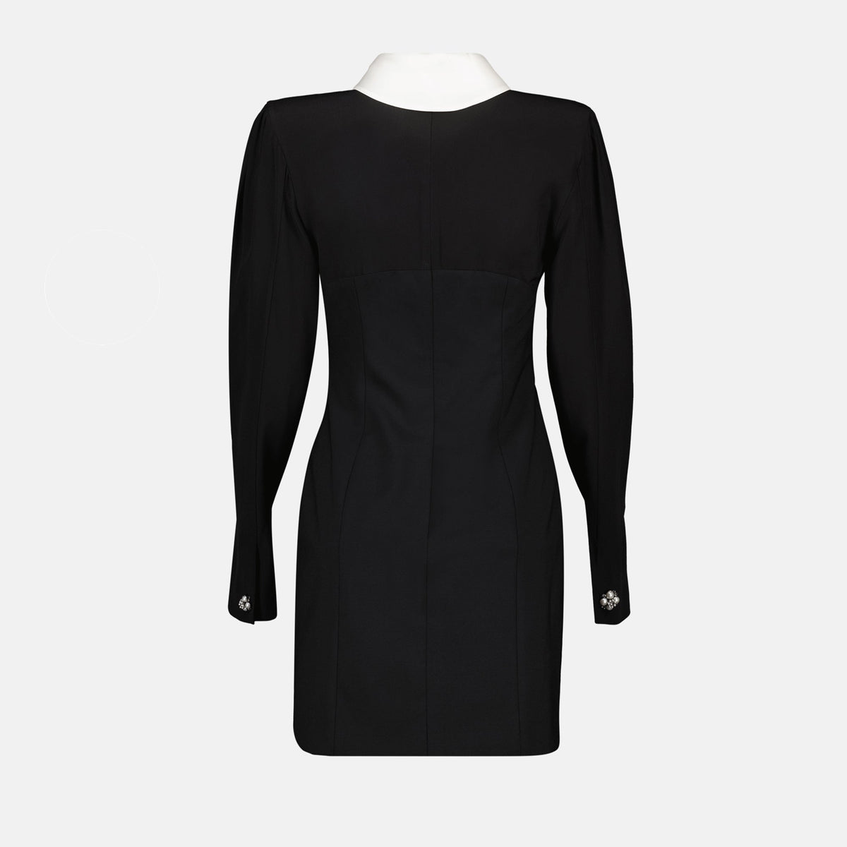 Contrast Collar Mini Dress with Ribbon Tie