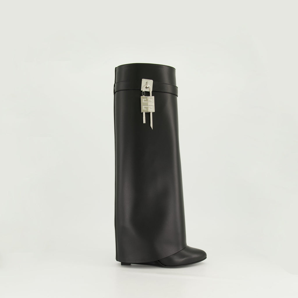 Shark Lock Knee-High Wedge Boots