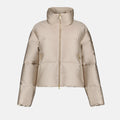 Beige High-Neck Puffer Jacket