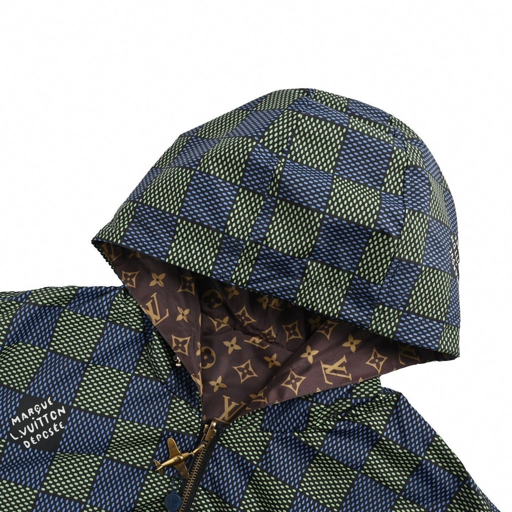 LV Reversible Monogram & Check Hooded Jacket