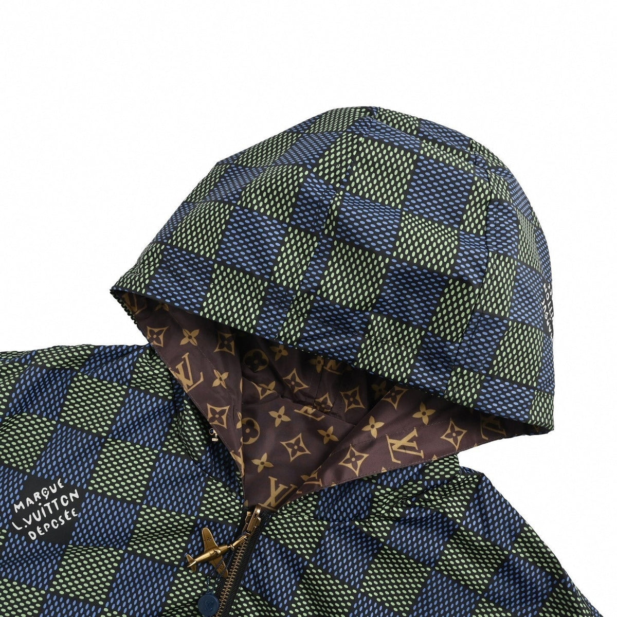 LV Reversible Monogram & Check Hooded Jacket