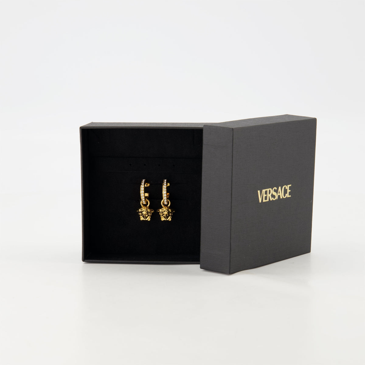 Medusa Drop Earrings with Crystal Bar