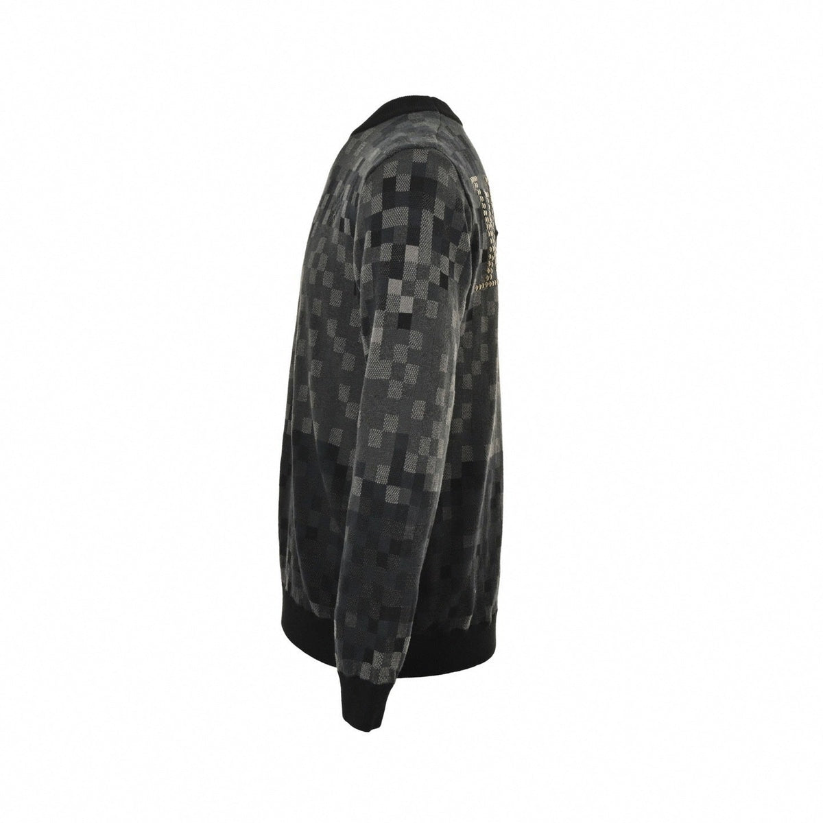 LV Pixelated Knit Crewneck Sweater – Black & Grey