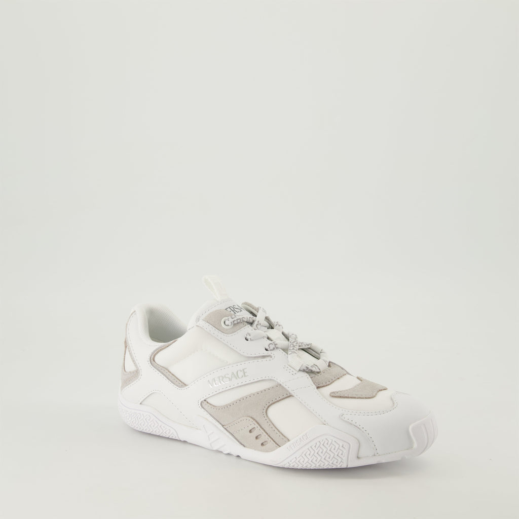 White and Beige Panel Sneakers