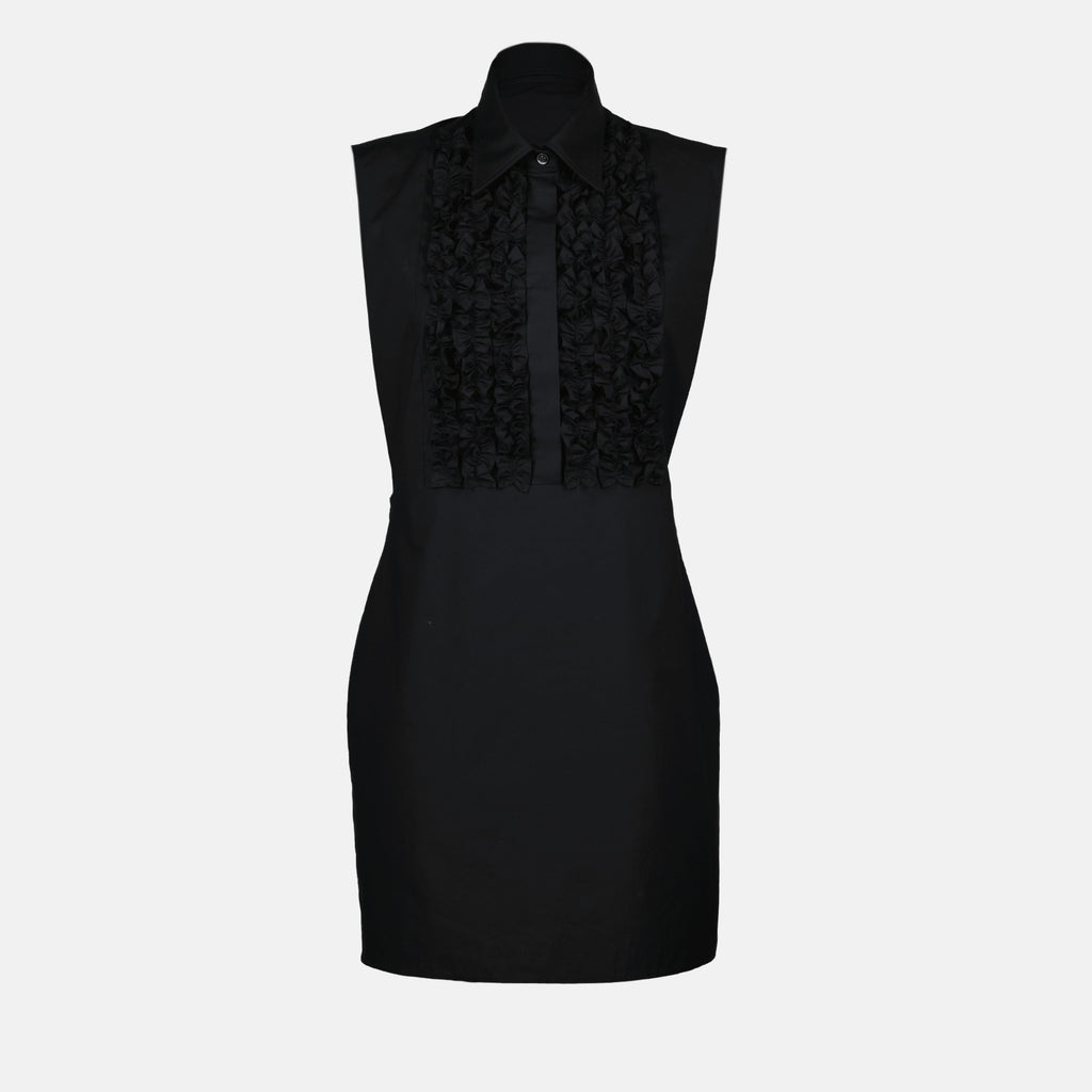 Ruffle-Bib Sleeveless Mini Dress