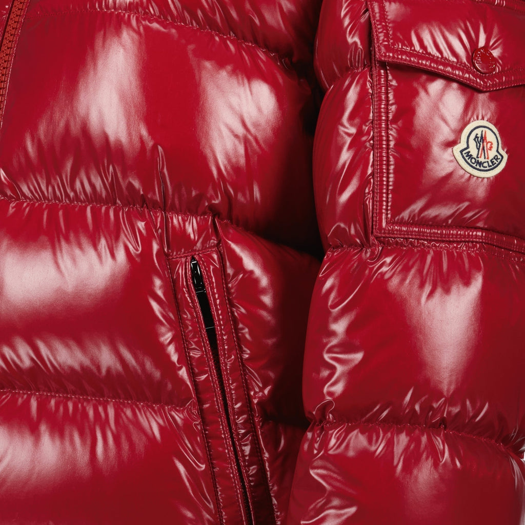 Glossy Red Hooded Puffer Jacket