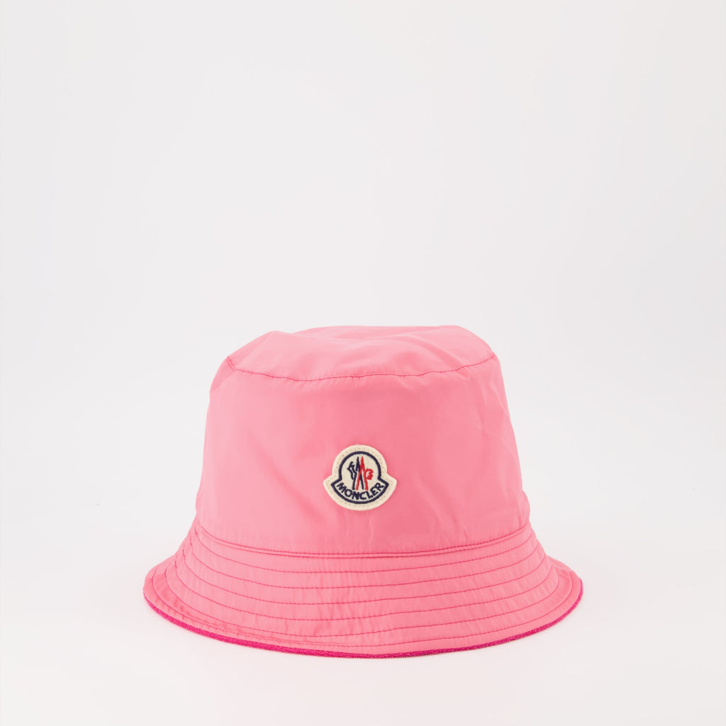 Terry Cloth Bucket Hat with Logo – Pink