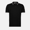 Black Polo Shirt with Contrast Stripe Collar