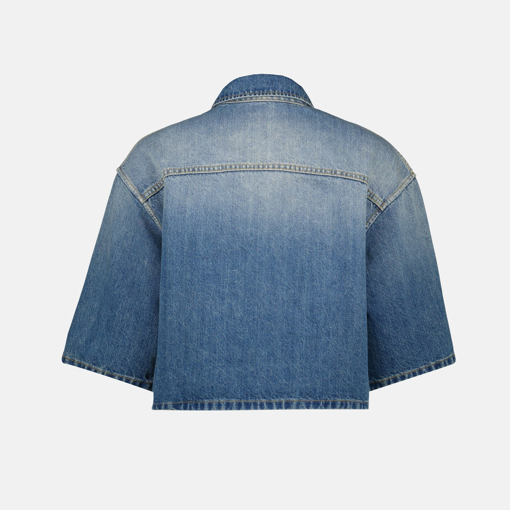 Cropped Denim Cape Jacket