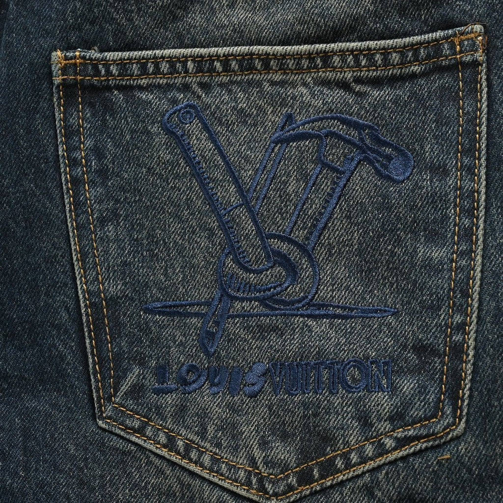 Classic Indigo Denim Jeans with Embroidered Back Pocket