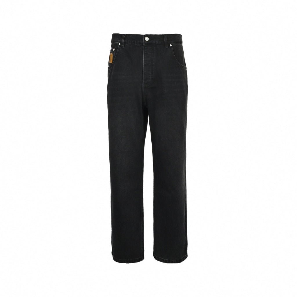 Monogram Patch Black Denim Jeans